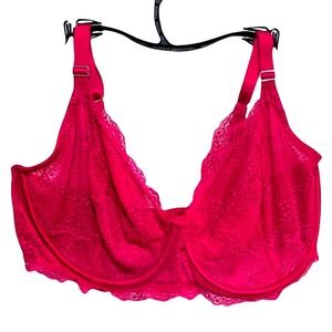 Adore Me Pink Lace Full Coverage Bra 38DDD Underwire Adjustable Straps